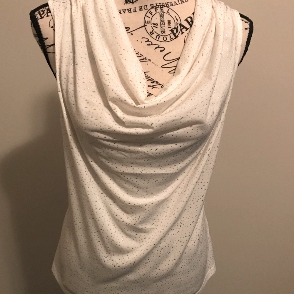 White Embellished Cowl Neck Blouse